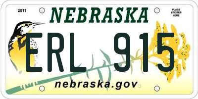 NE license plate ERL915