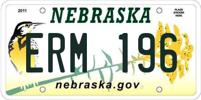 NE license plate ERM196