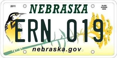 NE license plate ERN019
