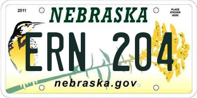 NE license plate ERN204