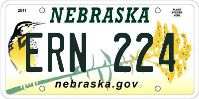 NE license plate ERN224