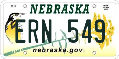 NE license plate ERN549