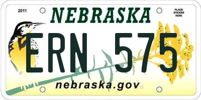 NE license plate ERN575