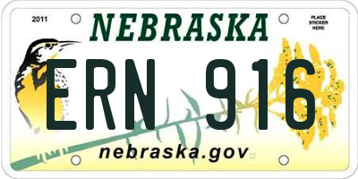 NE license plate ERN916