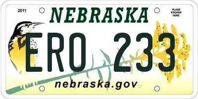 NE license plate ERO233