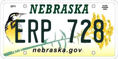 NE license plate ERP728