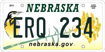 NE license plate ERQ234