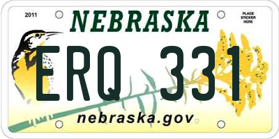NE license plate ERQ331