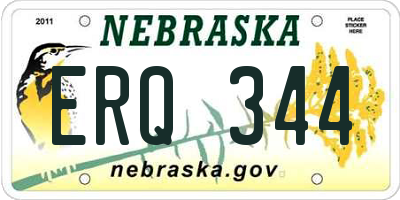 NE license plate ERQ344
