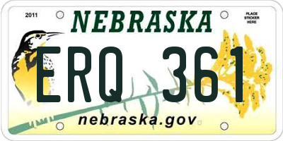 NE license plate ERQ361