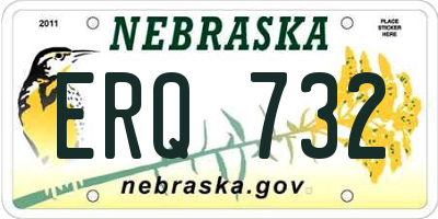 NE license plate ERQ732
