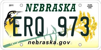 NE license plate ERQ973