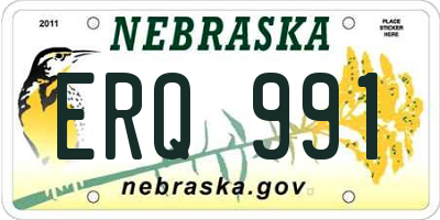 NE license plate ERQ991
