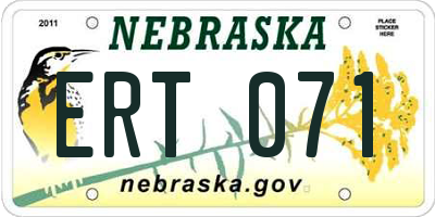 NE license plate ERT071