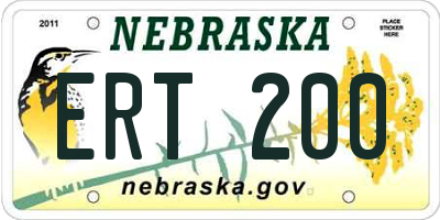 NE license plate ERT200