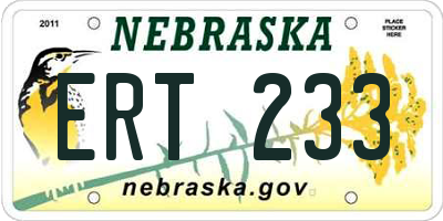 NE license plate ERT233