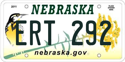 NE license plate ERT292