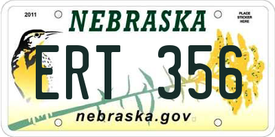 NE license plate ERT356