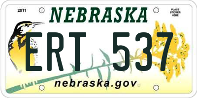 NE license plate ERT537