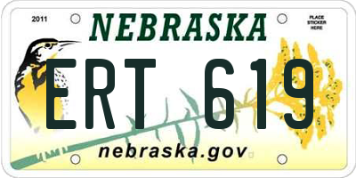 NE license plate ERT619
