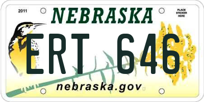 NE license plate ERT646