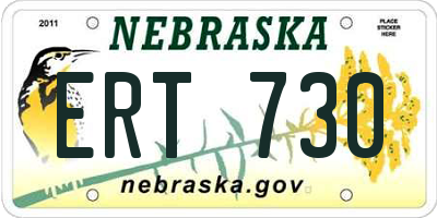 NE license plate ERT730