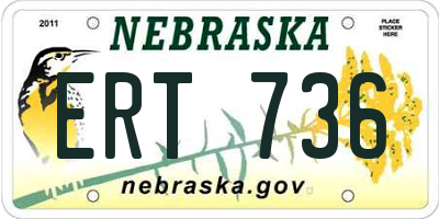 NE license plate ERT736