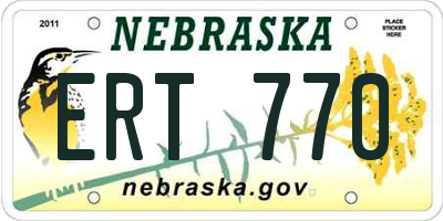NE license plate ERT770