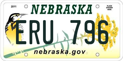 NE license plate ERU796