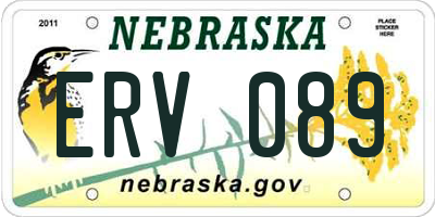 NE license plate ERV089