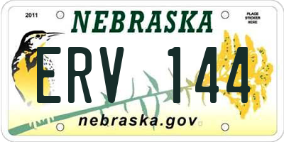 NE license plate ERV144