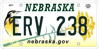 NE license plate ERV238