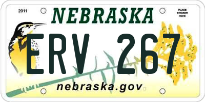 NE license plate ERV267