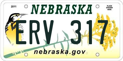 NE license plate ERV317