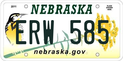 NE license plate ERW585