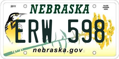 NE license plate ERW598