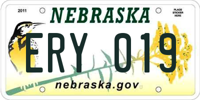 NE license plate ERY019