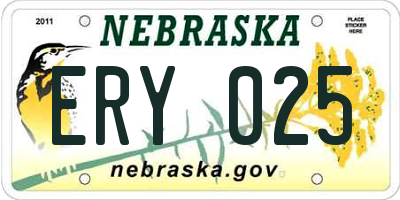 NE license plate ERY025