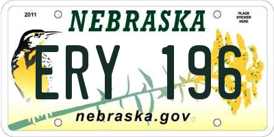 NE license plate ERY196