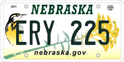 NE license plate ERY225