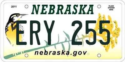 NE license plate ERY255