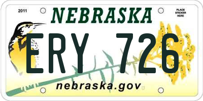 NE license plate ERY726