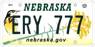 NE license plate ERY777
