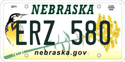 NE license plate ERZ580