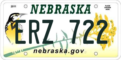 NE license plate ERZ722