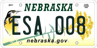 NE license plate ESA008