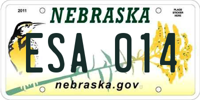 NE license plate ESA014