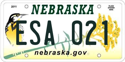NE license plate ESA021
