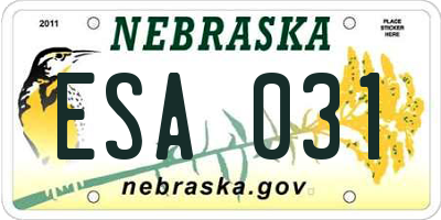 NE license plate ESA031