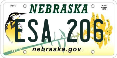 NE license plate ESA206